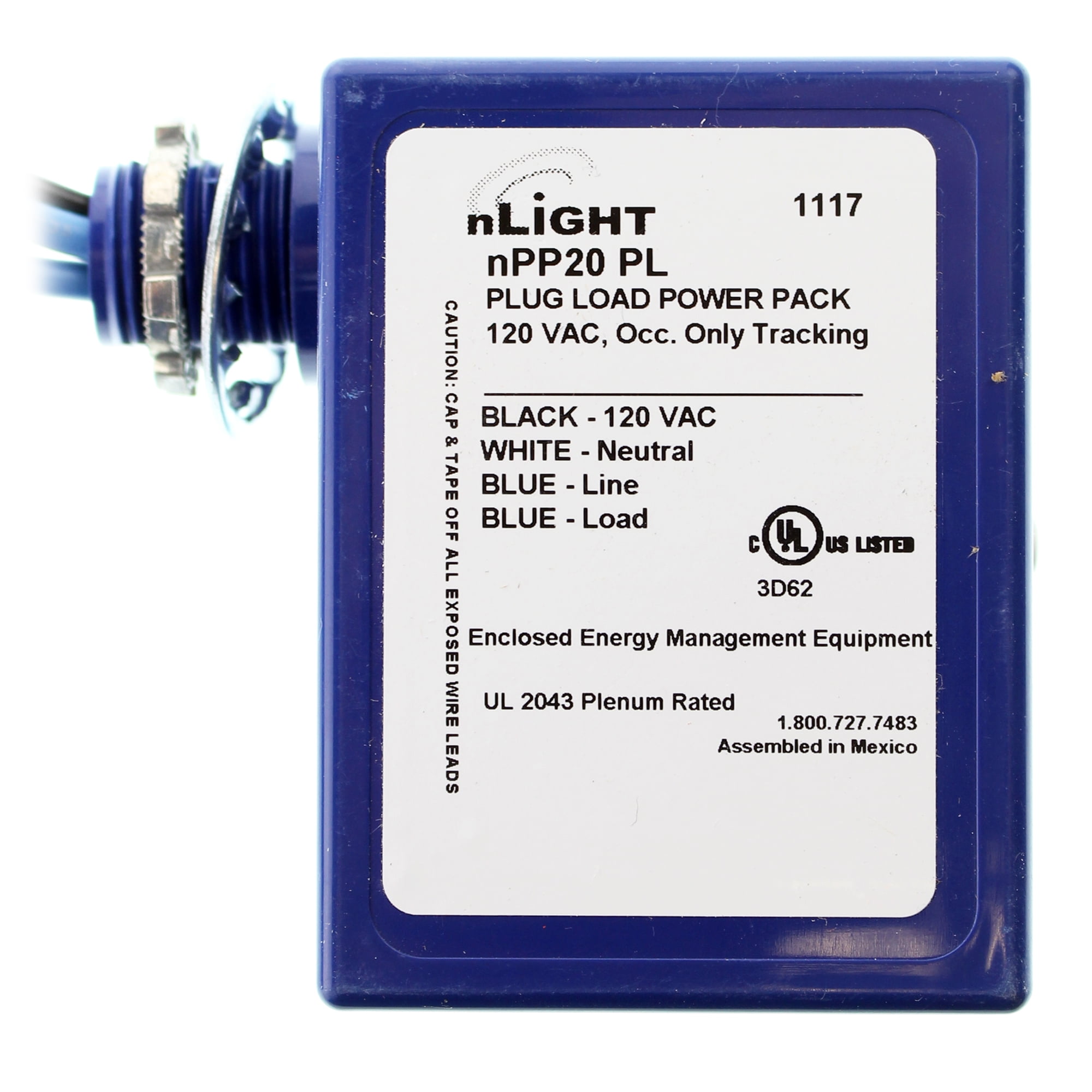 Sensor Switch NPP20PL Nlight Plenum PlugLoad Control Power Pack, 120V