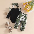 thumbnail image 3 of Sopiago Toddler Girl Fall Outfit Newborn Winter Clothes 3Pcs Set Ruffle Long Sleeve Romper Top+Cute Floral Pant Headband Clothing Set Black,9-12 Months, 3 of 8