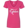 thumbnail image 3 of Inktastic Breast Cancer Awareness I'm a Fighter Women's V-Neck T-Shirt, 3 of 5