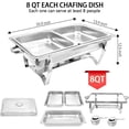 thumbnail image 2 of Chafing Dish Buffet Set, 4 Pack 8 Qt, Stainless Chafer w/ 8 Half Size Pans, Rectangle Catering Warmer Server w/Lid Water Pan Folding Stand Fuel Tray Holder, at Least 8 People Each, 2 of 14