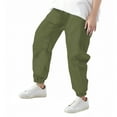 thumbnail image 5 of ZVAVZ Boys Cotton Linen Pants with Pockets Elastic Waist Drawstring Sweat Jogger Lounge Tapered Leg Harem Pants Trousers Army Green,4 Years, 5 of 7