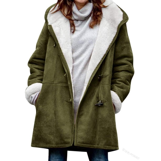 Abrigos cálidos de invierno con forro polar sherpa, abrigo largo con capucha y resistente al viento.