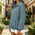 thumbnail image 3 of Plus Size Waffle Full Zip Up Sweatshirt Women No Hood - Oversized Loose Casual Long Sleeve Collared Jacket 2026 Fall Winter Clothes, Mint Green, XXL, 3 of 5