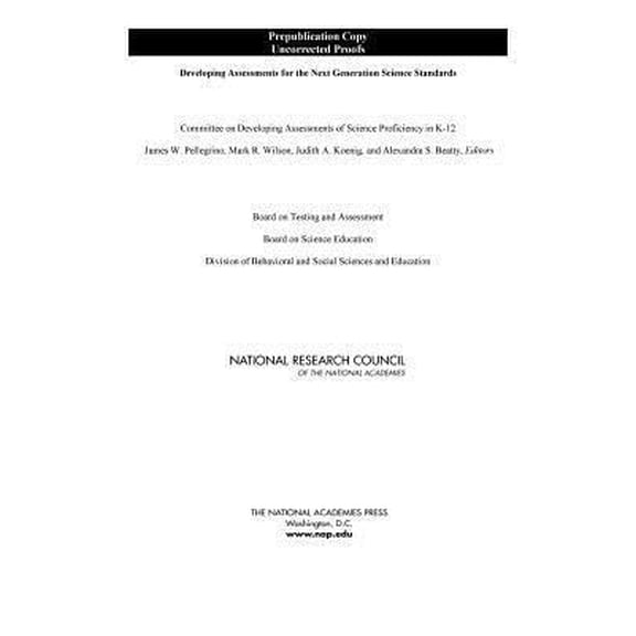 Pre-Owned Developing Assessments for the Next Generation Science Standards (Paperback) 0309289513 9780309289511
