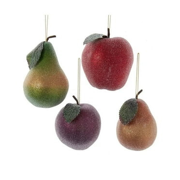 Set of 4 SUGAR FROST FRUIT Christmas Ornaments, by Kurt Adler