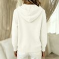 thumbnail image 6 of LEKODE Womens Drawstring Hooded V Neck Button Down Knit Cardigan Long Sleeve Soft Lightweight Daily Outerwear with Side Pockets White XL, 6 of 7