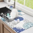 thumbnail image 4 of 2PCS Dish Drying Mats for Kitchen Counter, 12"x20" Absorbent Coffee Bar Mat with Blue Floral Pattern & Kitchen Sink Splash Guard for Coffee Maker Coffee Pot Espresso Machine Dining Room Decoration, 4 of 7