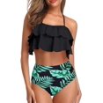 thumbnail image 1 of Tempt Me Trajes de baño de dos piezas para mujer, bikini de cintura alta, con volantes y control de barriga, trajes de baño halter, 1 of 4