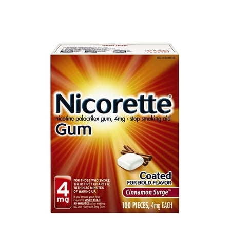 Nicorette Nicotine Gum Cinnamon Surge 4 milligram Stop Smoking Aid 100