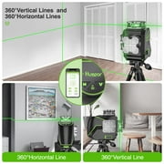 2D 8 Lines Self-leveling Laser Level, 2 x 360° Green Beam Cross Line Laser Level Tools with Bluetooth, Li-ion Battery and Magnetic Base