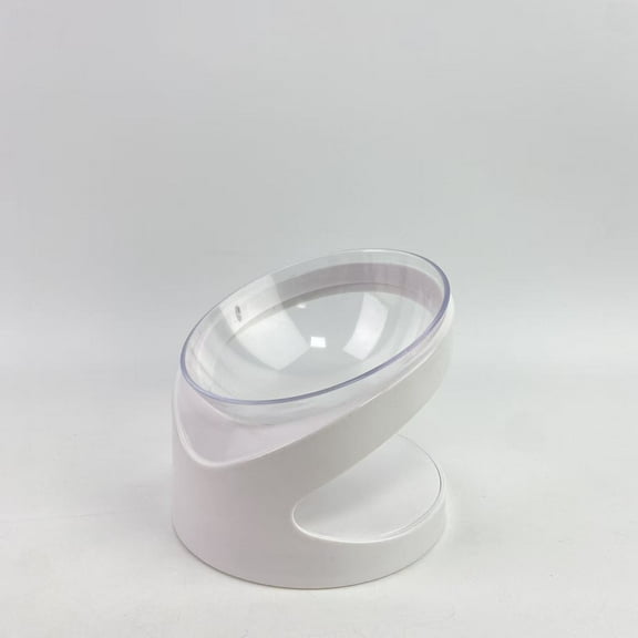 Sybowl Pet feeding and drinking bowls,15° Slanted Bowl for Dogs and Cats, Tilted Angle Bulldog Bowl Dog Feeder, Non-Skid & Non-Spill, Easier to Reach Food S/0.5 Cup White