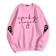 thumbnail image 5 of XIAONU Womens Sweatshirts Cute Ghost Print Trendy Hoodless Tops Peasure Long Sleeve Baggy Pullover Hoodless Sweatshirt, 5 of 5