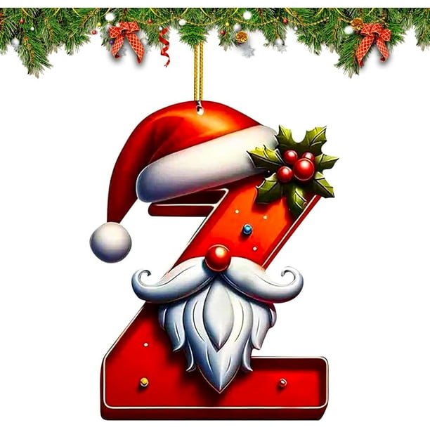 Adornos Navideños con Letras Del Alfabeto (26 Piezas) | Colgantes de Letras Acrílicas Personalizados con Gorros de Papá Noel | Decoraciones Navideñas Duraderas para El Hogar, La Oficina, La Escuela,