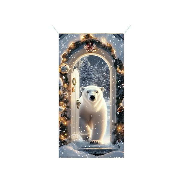 Cubierta de puerta navideña de 35 x 71 pulgadas - Diseño de Papá Noel - Decoración navideña para puerta - Decoración para festivales y fiestas