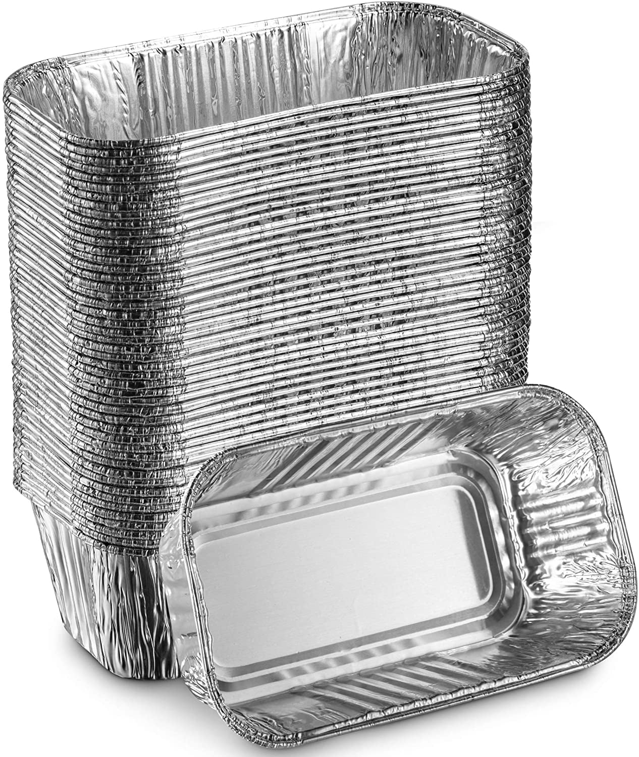 MontoPack Aluminum Mini Loaf Baking Pans 50 Pack 6"x3.5" 1lb Cooking