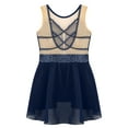 thumbnail image 5 of CHICTRY Kids Girls Shiny Straps Back Lyrical Dance Dress Ballet Leotard Split Skirts Dancewear Navy Blue 12, 5 of 6