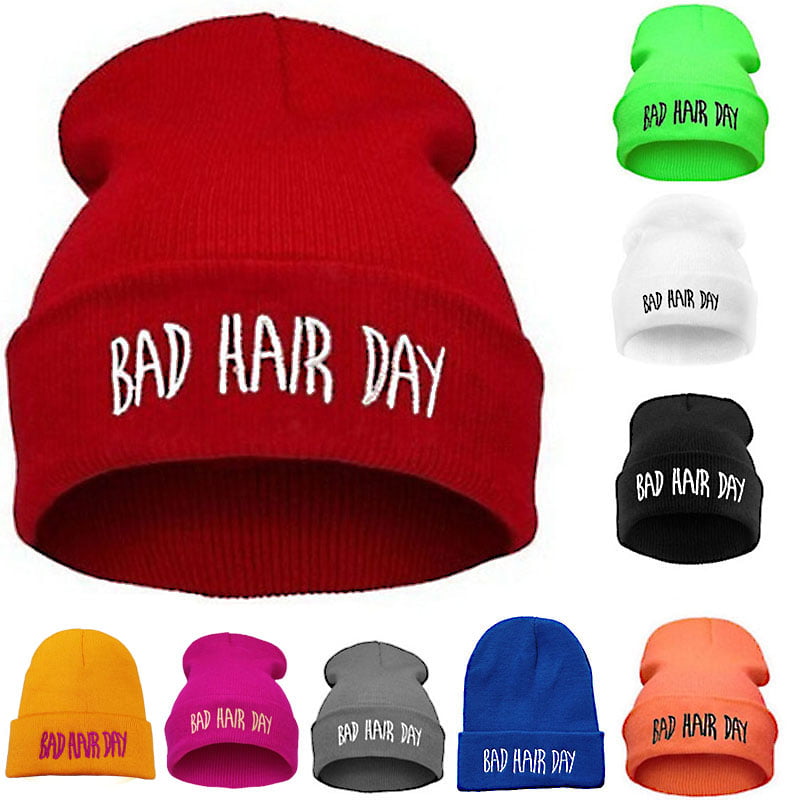 Winter Bad Hair Day Beanie Cap Men Hat Knitted Hiphop Winter Hats for Women Fashion Warm Caps Mask 