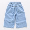 thumbnail image 5 of Landzoo Little Girls Denim Pants Graphic Wide Leg Jeans Lightweight Breathable Fall Casual Kid Girls Baggy Trousers, 5 of 6