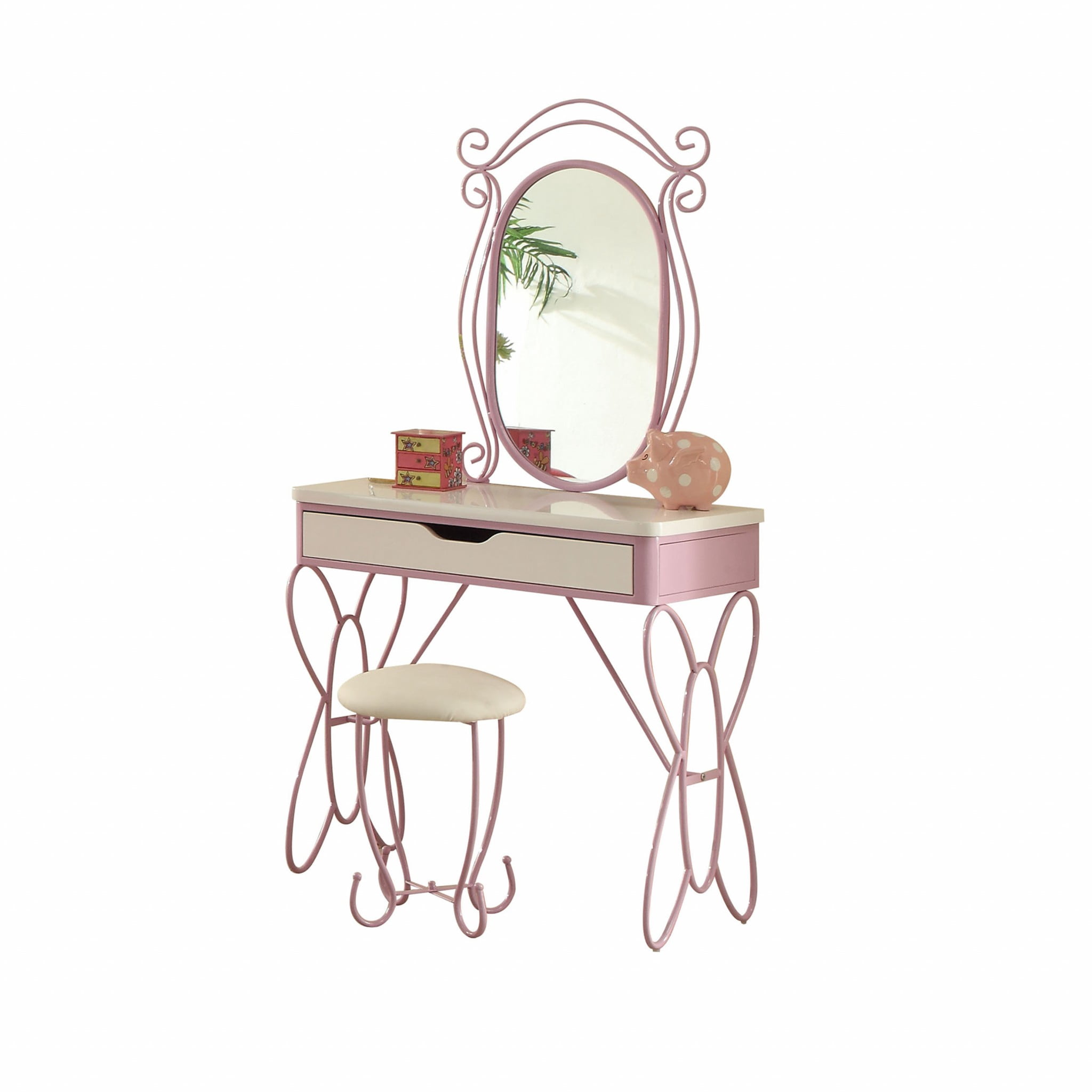 Ensemble de Coiffeuse Blanc et Violet Clair 32 Pouces X 16 Pouces X 30 Pouces