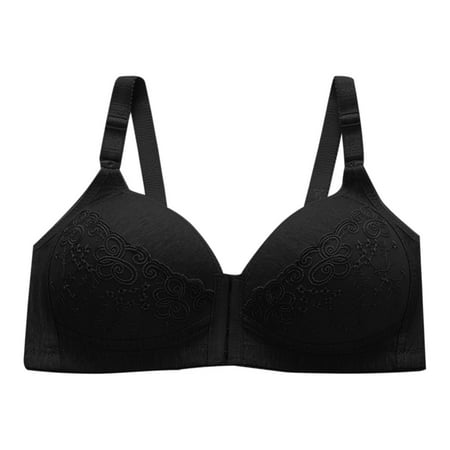 

YWDJ Cotton Bras for Women Ladies Comfortable Breathable Front Buckle Vest Style Gathers Breastfeeding Pregnant Bra Woman Underwear Black XXL(44/100)