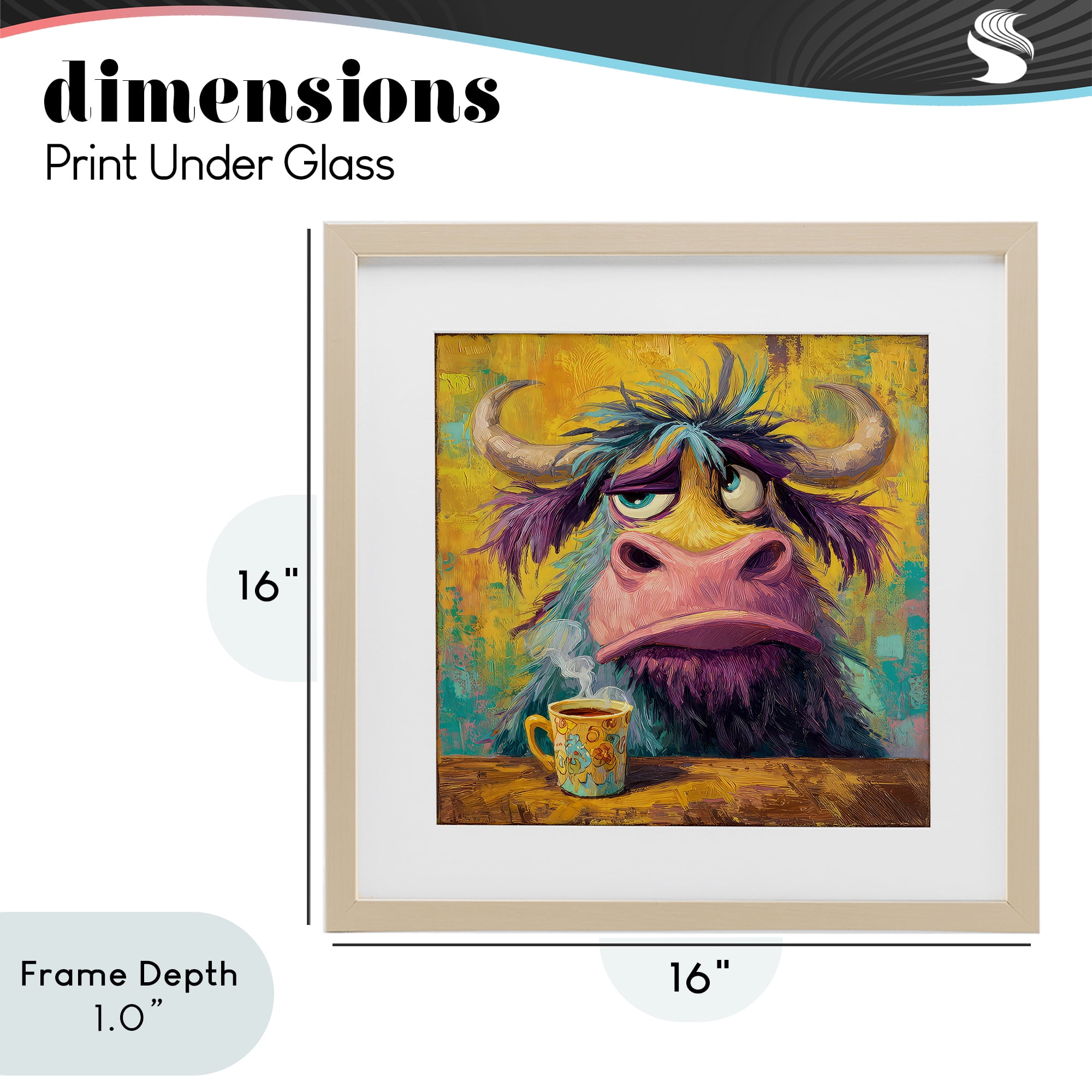 Stupell Industries Grumpy Cow & Mug Birch Framed Print Under Glass, design by The Wands Want