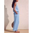 thumbnail image 6 of Women'S Linen 2 Piece Outfits Sleeveless Ruffle Top Wide Leg Pants Summer Loungewear Beach Sets M, 6 of 8