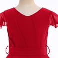 thumbnail image 5 of IBTOM CASTLE Flower Girls Chiffon A-line Party Dresses Wedding Junior Bridesmaid Princess Pageant Communion Maxi Gowns 3-4 Years Red, 5 of 8
