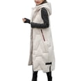 thumbnail image 5 of SAYOO Women Puffer Quilted Thick Hooded Long Vest Elegant Winter Warm Sleeveless Down Coats Jackets Outerwear, Beige X-Large, 5 of 7