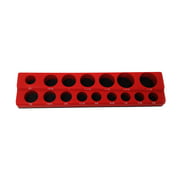 Industro 16 Hole, 1/2" Drive Sae Magnetic Socket Holder - Red, Holds 15 Sockets and 1 Adaptor