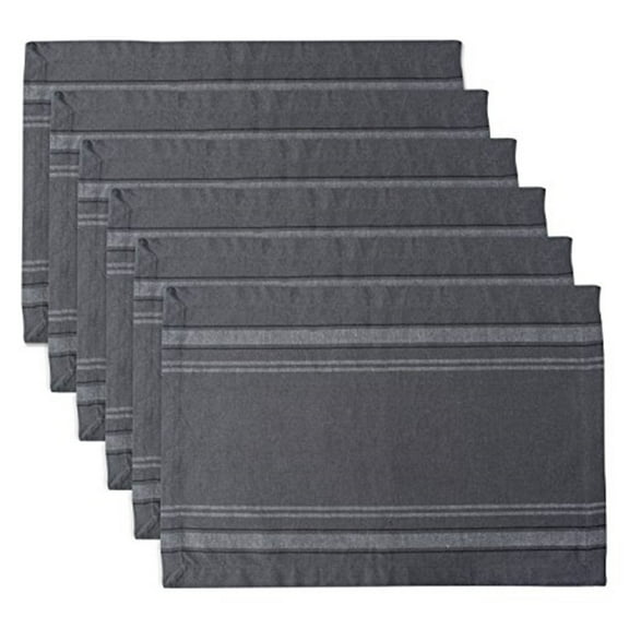 DII Modern Cotton Chambray French Stripe Placemat in Gray (Set of 6)