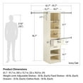 thumbnail image 3 of Novogratz Kelly 5 Shelf / 2 Drawer Closet Organizer with 3 Adjustable Hanging Rods, Ivory Oak, 3 of 9