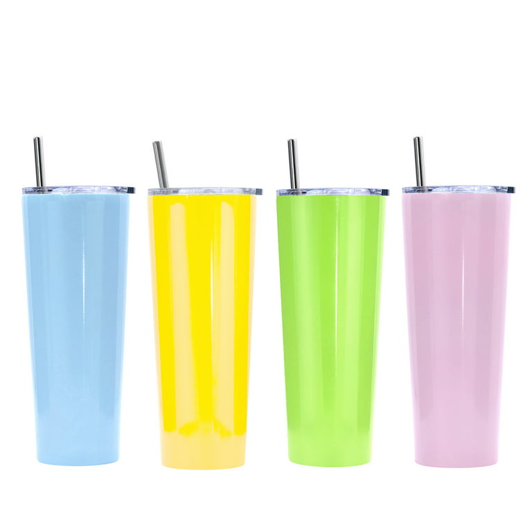 Ezprogear 30 oz 2 Pack Lime Green and Mango Stainless Steel Tumbler Double  Wall Vacuum Insulated with Straws and Handle