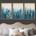 thumbnail image 3 of wall26 Framed Wall Art Print Set Blue and Gold Grunge Paint Stroke Collage Abstract Shapes Illustrations Modern Art Boho Colorful Multicolor for Living Room, Bedroom, Office - 16"x24"x3 Nat, 3 of 5