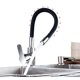 thumbnail image 2 of Grifo de cocina flexible con caño alto giratorio libre, mezclador flexible para fregadero, de acero inoxidable y negro, grifo para fregadero con agua fría y caliente, 2 of 5