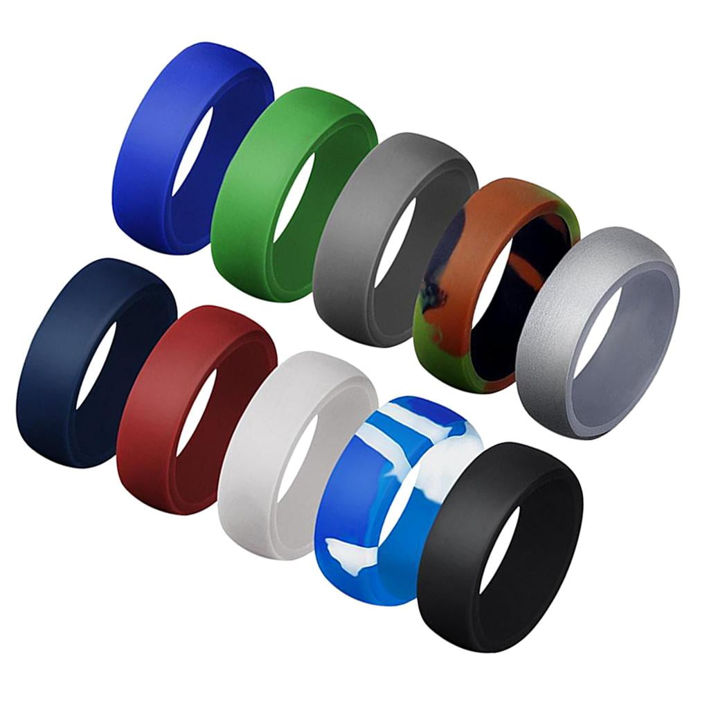 8MM Blue Line Police Cops Officer Silicon Rubber Sports Fitness Band Ring 