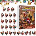 thumbnail image 1 of Rooster Themed Advent Calendar Ornament Set Featuring Santa Hat And Scarf Design For Festive Countdown Celebration With 24 Unique 2D Decorative, 1 of 6