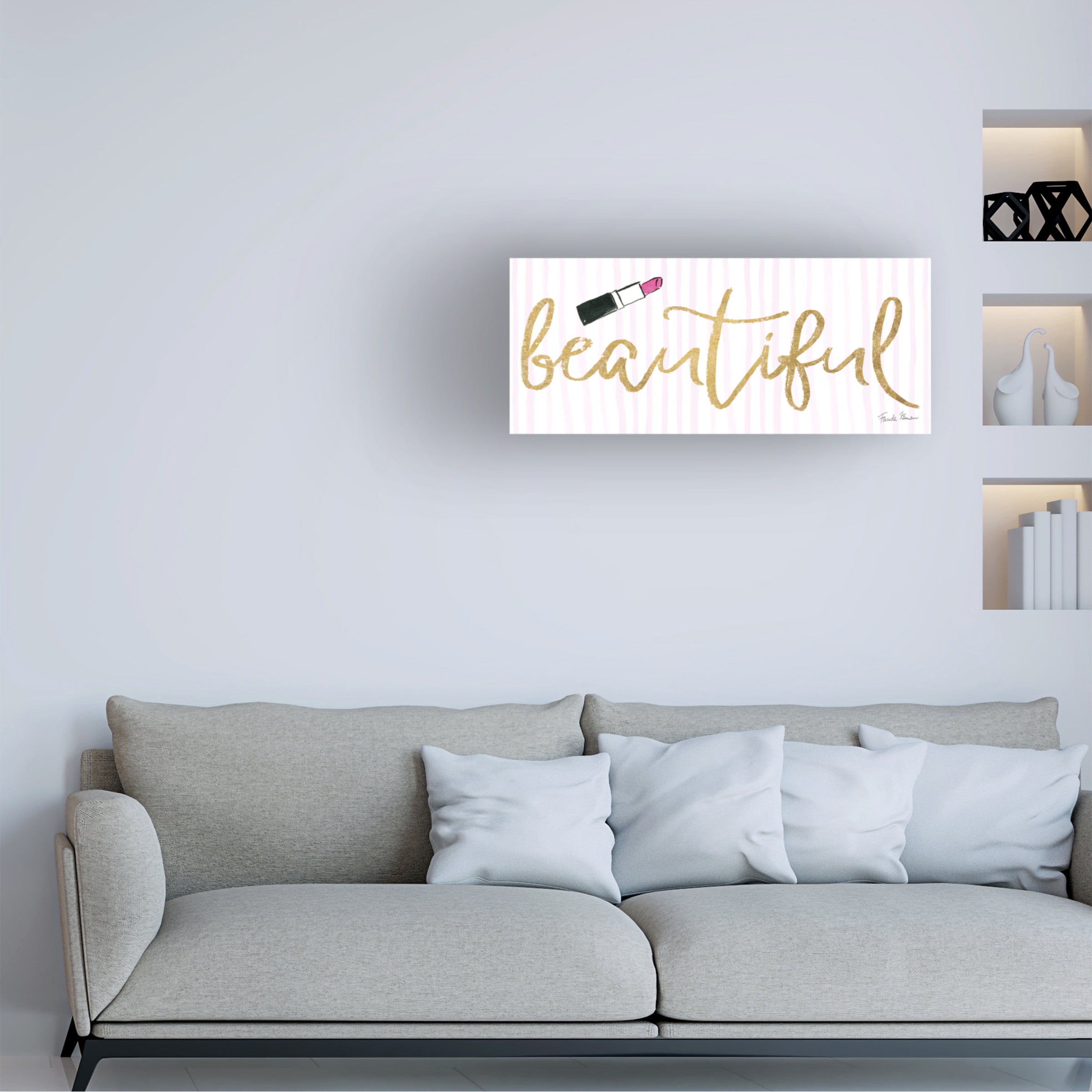 Farida Zaman 'Think Pink IV Gold' Canvas Art