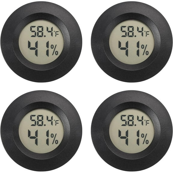 RUseeN Mini Hygrometer Digital Thermometer Humidity Meter Indoor/Outdoor Humidity Monitor Reptile Thermometer for Humidors Greenhouse Garden Cellar Fahrenheit(℉)/ Celsius(℃) 4 Pack