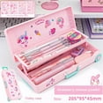 thumbnail image 3 of Pencil Box Girl's Gift Kuromi Primary School Double-layer Large Capacity Plastic Multi-functional Pencil Case 01, 3 of 5