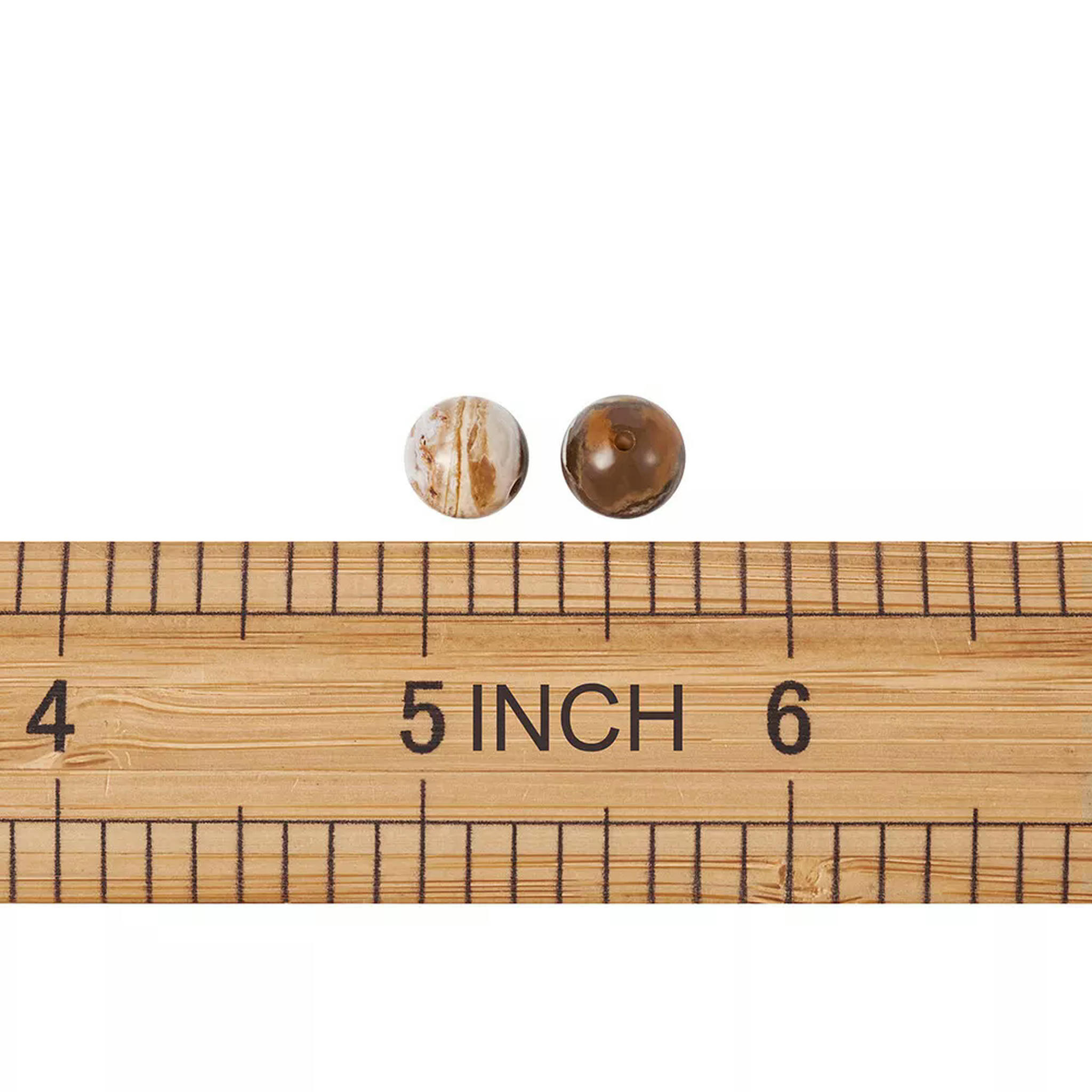 EOEMY 46Pcs Natural America Petrified Wood Beads Round Smooth Loose Spacer Craft 8mm