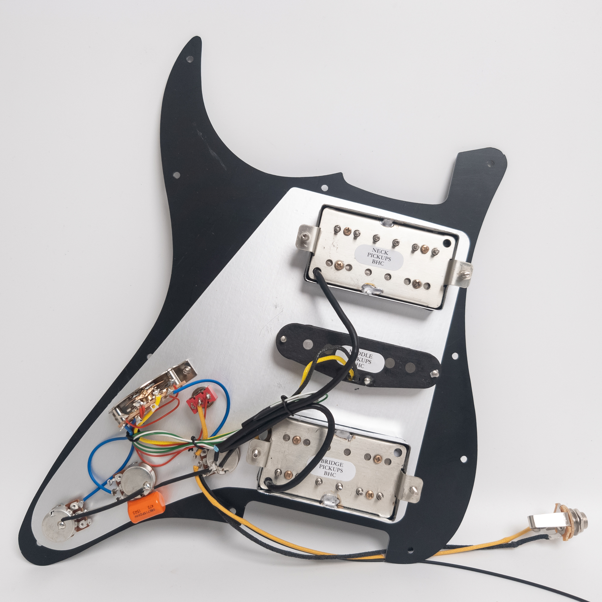 For Fender Strat Guitar Prewired Loaded Pickguard, with HSH Alnico 5 Humbucker Pickups