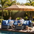 thumbnail image 4 of XIZZI 7-Piece Outdoor Sectional Furniture Sets, Wicker Patio Conversation Set with Cushions and Coffee Table, All-Weather Patio sets for Backyard, Garden,Navy Blue, 4 of 9