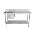 thumbnail image 2 of 60 in. x 24 in. Stainless Steel Work Table with Built-in Left Prep Sink and Faucet, 2 of 9