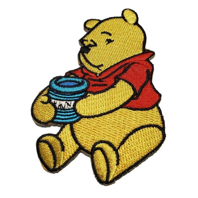 Winnie The Pooh With Jar 4 Inches Tall Embroidered Iron On Patch 