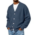 thumbnail image 5 of LYSMORA Men's Waffle Knit Cardigan V Neck Button Front Long Sleeve Knitted Sweater, 5 of 6