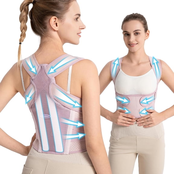 Pukitry Posture Corrector for Women – 2-in-1 Back Brace with Shoulder Support, Adjustable Full Back Straightener for Upper & Lower Back Pain Relief, Hunchback, Scoliosis & Spine Alignment (M/L)