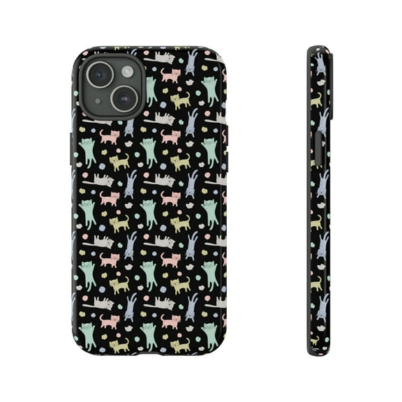 Cat Lover Black Colorful iPhone 15 Case-iPhone Case-iPhone 14 Case-iPhone