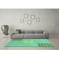 thumbnail image 3 of Ahgly Company Machine Washable Indoor Square Abstract Turquoise Blue Modern Area Rugs, 7' Square, 3 of 4