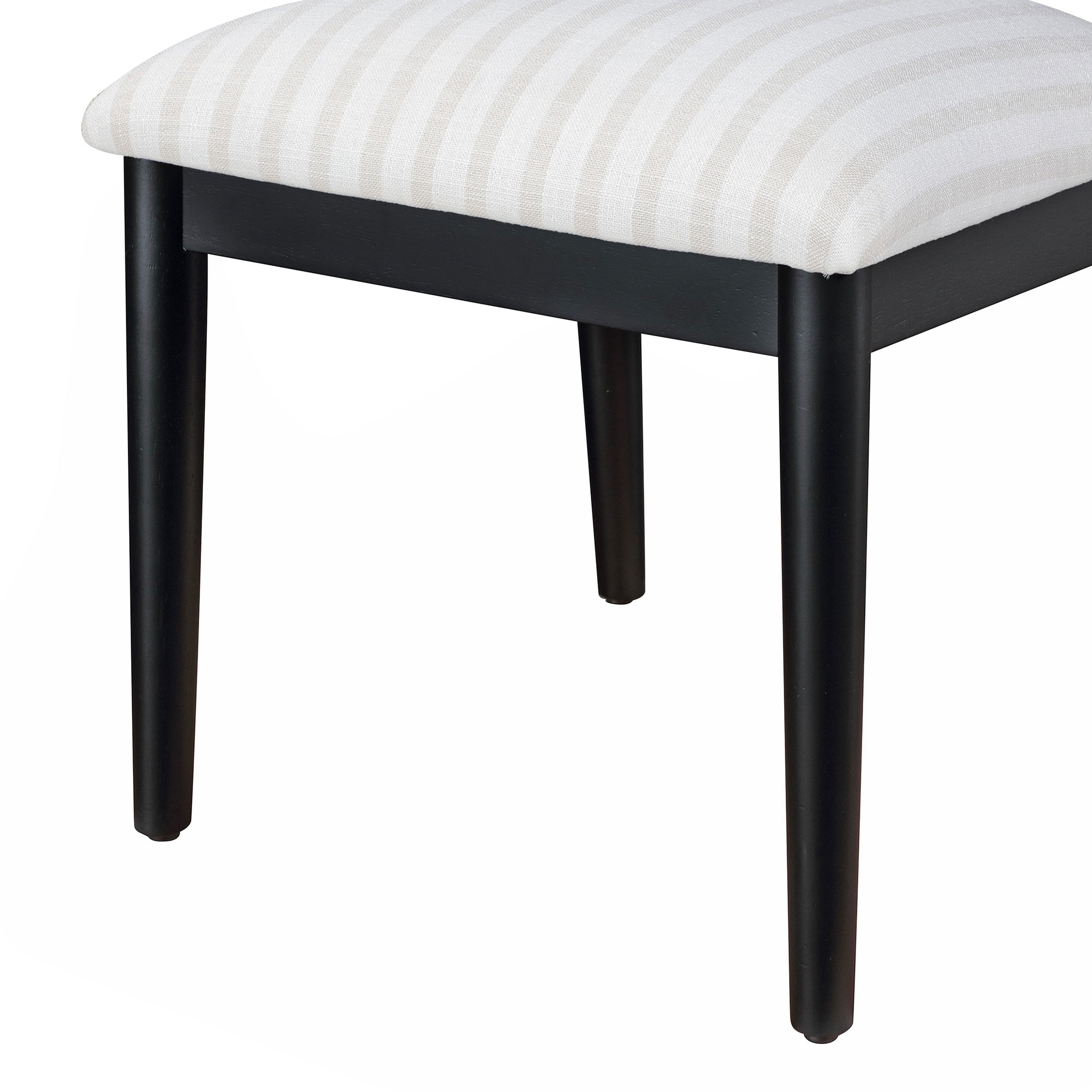 Beautiful Drew Dining Room Chairs by Drew Barrymore, Rich Black with Striped Fabric, Set of 2