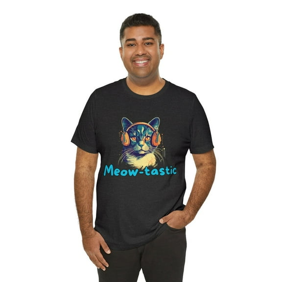 Retro Vintage Meow-tastic Cat Headphones T-Shirt. Feline Tee, gift for cat lover, cat shirts, Cat Lover Gift, Cat Owner Gift, cat shirt